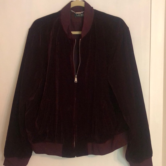Lauren by Ralph Lauren Velvet Bomber Jacket - Picture 2 of 4